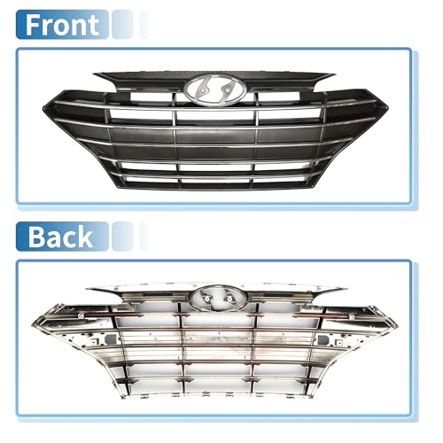 X AUTOHAUX No.86350-F2BA0 Front Upper Hood Bumper Grille Grill for Hyundai Elantra 2019 2020 Front Upper Bumper Kidney Grille Grill Black Chrome Silver Tone by X AUTOHAUX - Image 6