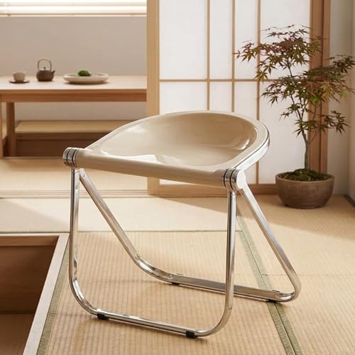 折りたたみ式アクリルチェア 積み重ね可能 ダイニングチェア・バースツール 寸法53×43×55cm 屋内用 リビング・寝室・ダイニングスペースに適した多機能椅子 (53x43x55cm(21x17x22inch),B) [4]