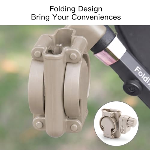 Gromast 3 in 1 Foldable Stroller Cup Holder with Phone Holder, 360° Rotatable Bottle Holder, Universal Cup Holder for Baby Stroller, Tricycle - Khaki by Gromast - Image 4