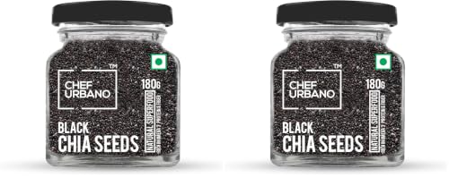Image of Chef Urbano Chia Seeds 180 GMS- Non-GMO and Fibre Rich Seeds | Omega-3 Seeds for Eating | Healthy Snacks (Pack of 2)