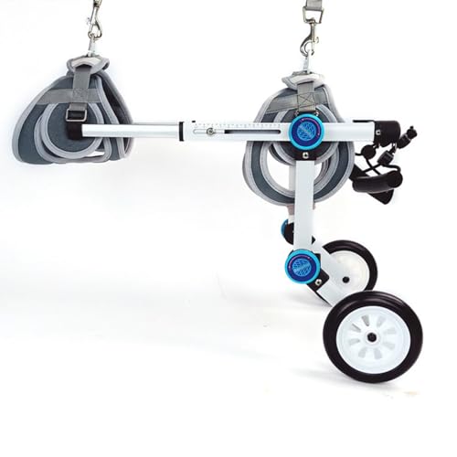 POOLPO Foldable Dog Wheelchair for Back Legs, Aluminum Adjustable Dog Wheelchair, Pet Wheelchair for Assist in Healing & Give Mobility (Color : White, Size : XS Widened)