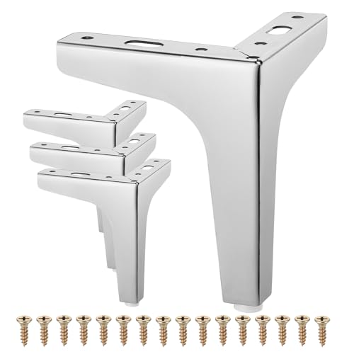 Knpwer Lot de 4 pieds de meubles triangulaires en métal de 13 cm - Pieds de table pour canapés et fauteuils - Pieds de rechange triangulaires pour armoire, canapé, chaise, table basse avec vis