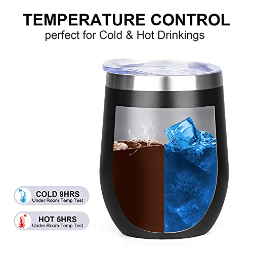 Atucolos 12Oz/4 Pack Wine Tumbler Glasses With Lid-Stemless Double Wall Vacuum Stainless Steel Travel Tumbler-Keeping Cold And Hot For Wine,Coffee,Cocktails,Drinks-Family And Gift,Multi-Color,Set 4 #TOP2