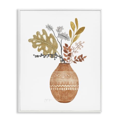Botanical Boho Aztec Vase Still Life, 16 x 20 Inch Framed Giclée Print