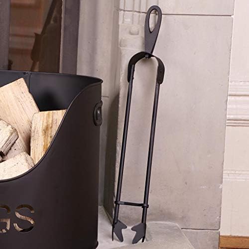 Modern Metal Fireside Kindling Log Bucket with Tongs & Poker