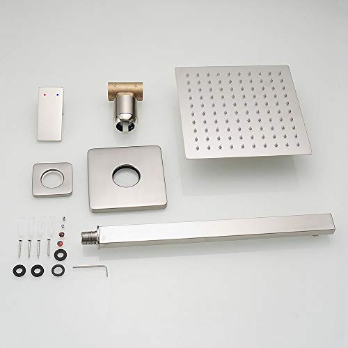 Heable Shower Faucet Set Brushed Nickel, Single Function Shower Trim Kit With Rough-In Valve, Square Rain Shower Head System Included Extra Long Shower Arm For Bathroom #TOP5