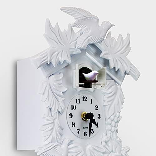 WALPLUS 20.2x37cm White Vintage Cuckoo Clock With Cuckoo Call Simple Fashionable antique style Pendulum Clock Home DIY Decoration Office Accessories Minimalist Design Bedroom Decor Stylish Living Room