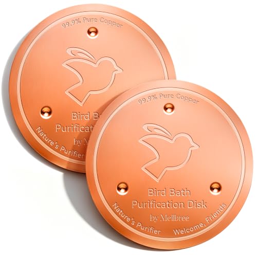 Image of Mellbree 2-Pack Bird Bath Copper Disc, 0.6mm Reinforced 99.99% Pure Copper Cleaning Disk with Triple-Point Support for Physical Safe Clean Water All-Season, Universal Fit for Outdoor Birdbaths, Bowl
