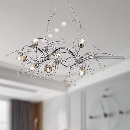 Decomust® 40 Inch,12 Light Oval Shaped Tree Twig Branch Flower Crystal Chandelier Light In Chrome Finish With Crystal #TOP5