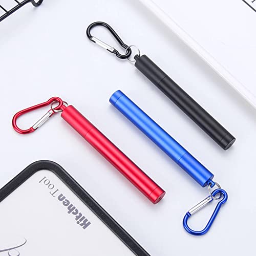 Kbree 304 Stainless Steel Telescopic Straw Three Sections With Aluminum Alloy Storage Tube Sleeve Color Outdoor Portable Travel Gift #TOP2