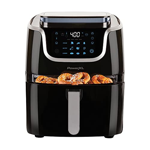 Powerxl Air Fryer Steamer 7 Qt 10-In-1 Xl Vegetable Steamer And Air Fryer Combo, Toast, Bake, Roast, Broil, Dough Proofing, Warm, Defrost, St006, Black (7 Qt) #TOP1