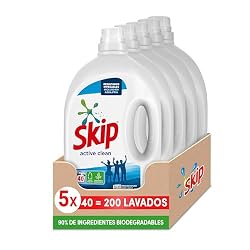 Skip Detergente Líquido Active Clean para Lavadora con Ingredientes de Origen Vegetal 200Lavados (5x 40 Lavados)