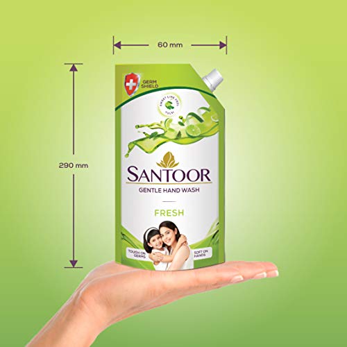 Image of Santoor Fresh Gentle Hand Wash, 750ml with Natural goodness of Sweet Lime Peel & Tulsi