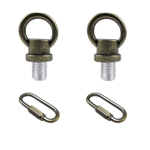 ECUDIS 1/8-IP Lighting Loops with Link Buckle Connectors for Light Fixture Chandelier Chain Extension, Pack of 2 (Antique Brass)