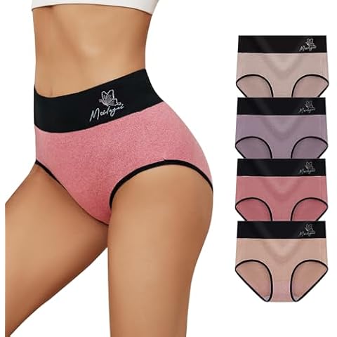 MEIDAYAI Women's Brief Pack, 4-Pack, Tummy Control High Waisted Underwear Soft Breathable (Colors May Vary) Cover