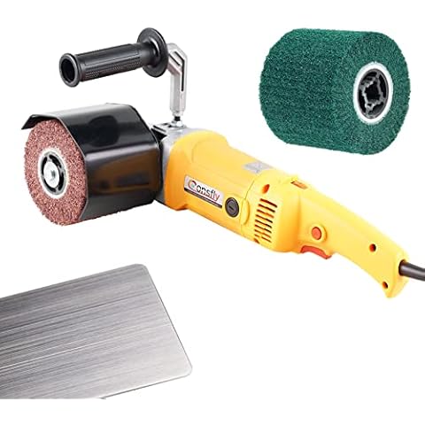 Burnishing Polishing Machine, 2200W Electric Wire Drawing Machine 110V Wheel Polisher Sander with 2 Wheels #80#180#, for Metal Stainless Steel Wood Polishing Cover