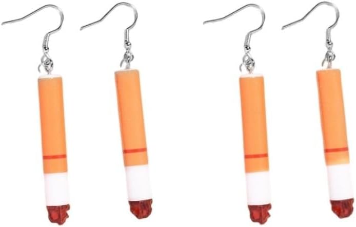 2 Pairs Funny Resin Simulation Cigarette Dangle Drop Earrings for Women Cool Creative Jewelry Halloween