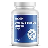 Pet MD – Omega 3 Fish Oil Supplement for Dogs – Skin and Coat Support for Dogs – 180 Softgels