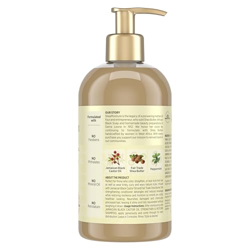 Shea Moisture Conditioner Pure Jamaican Black Castor Oil To Intensely Smooth And Nourish Hair With Shea Butter, Peppermint And Apple Cider Vinegar 13 Oz