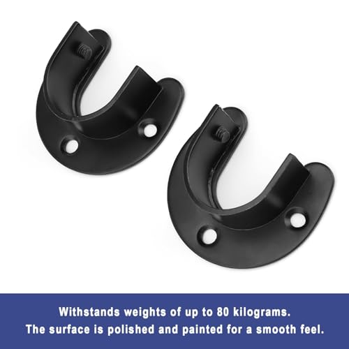 DIYCUT 4 Stück Rundrohr-Halterung 25mm, Kleiderstange Schrank, Edelstahl Stangenhalterung, Schrankzubehör, für Kleiderstange, Bügelstangenhalter, Gardinenstange, Wäscheständer – Schwarz