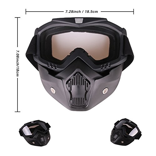 Kids Goggles Mask Tactical Goggles With Detachable Face Mask For Cycling Skiing Outdoor Children Cs Paintball (Transparent) #TOP6