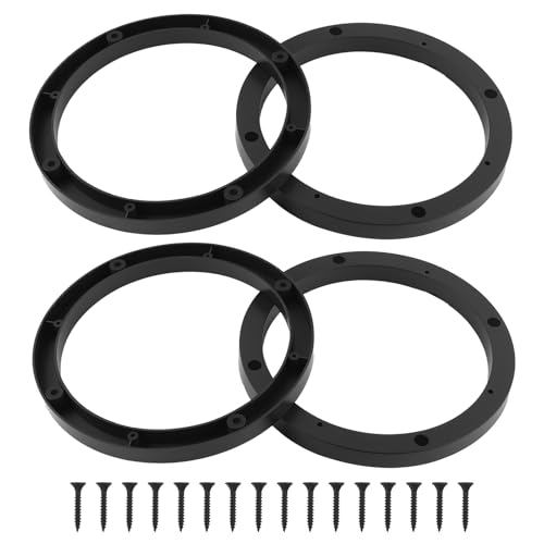 CXCCOI 4PCS Car 6.5 Speaker Spacer with 16PCS Screws No-Drill Door Speaker Adapter 6.5 inch for Improved Sound Effects & Reduced Vibration Practical Car Accessories Speakers Rings