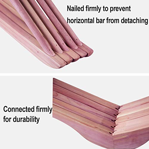 Solid Cedar Hangers 12 Pack, Sturdy Wooden Hangers with 360 Degree Swivel Hook, Smooth Surface Wood Coat Hangers with Cedar Scent for Refreshing Closet