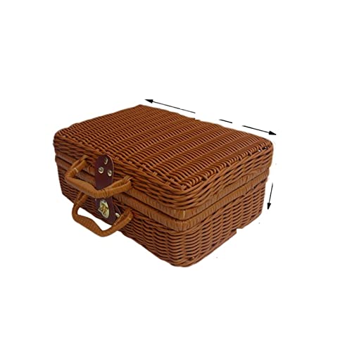 Cesta de picnic pequeña, cesta de almacenamiento tejida portátil con asa, cajas de regalo, bolso de aperitivos de flores, organizador de cestas de picnic al aire libre