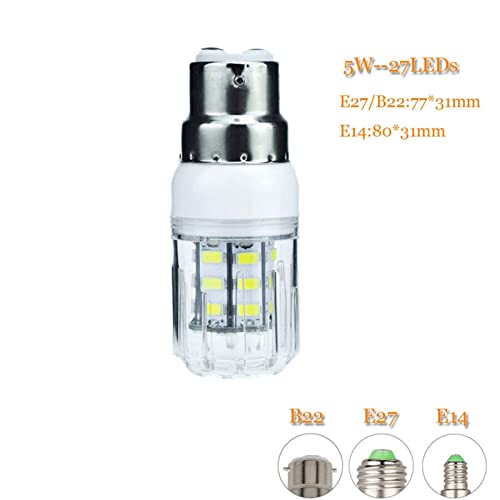 Ampoules LED type bougie culot E27 E14 B22 12V 24V CC spot basse tension 5W - 4