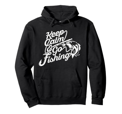 Keep Calm & Go Fishing Frase divertente per il pescatore Felpa con Cappuccio