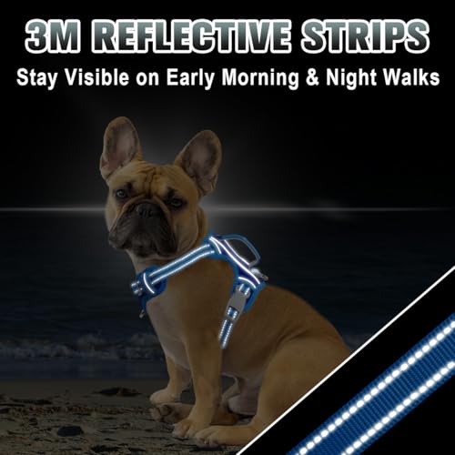 BARKBAY No Pull Dog Harness Large Reflective Dog Harness with Front Clip and Easy Control Handle for Walking Training Running with ID tag Pocket(Sapphire Blue & Blue,XS) by BARKBAY - Image 7