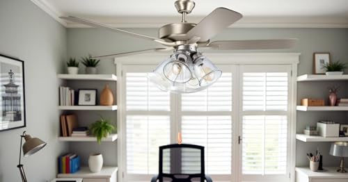 Aspen Creative 22016-1, Four-Light Ceiling Fan Light Kit with Pull Chain, Brushed Nickel Finish with Clear Glass Shades, 13-1/8" Diameter x 6-3/4" Height by Aspen Creative - Used condition - Image 8