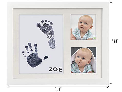Baby Ink Hand And Footprint Kit – Handprint Picture Frame For Newborns (Safe Clean-Touch Ink Pad For Prints) – Best New Mom And Shower Gift – Foot Impression Photo Keepsake For Girls & Boys – (White) #TOP5