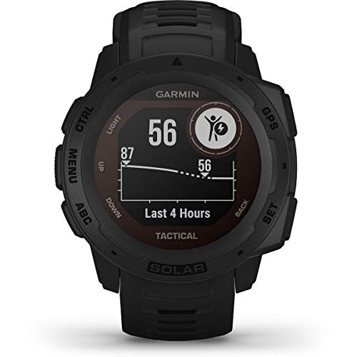 Image of Garmin Instinct Solar Tactical, Solar-Powered Rugged Outdoor Smartwatch with Tactical Features, Built-in Sports Apps and Health Monitoring, Black