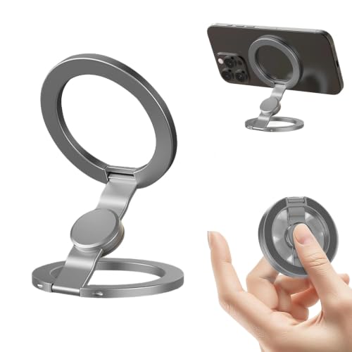 Sanmrajian Fidget Spinner Phone Stand, Magnetic Ring Grip（Silver）