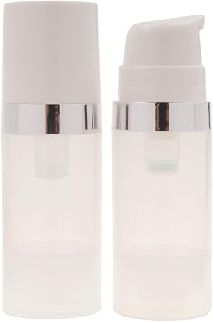 2Pcs 100ml/3.3oz Empty Refillable Clear Plastic Airless Lotion Pump Bottles with White Press Top Cosmetic Vacuum Pump Dispensers Vial Storage Container for Cream Toner Makeup