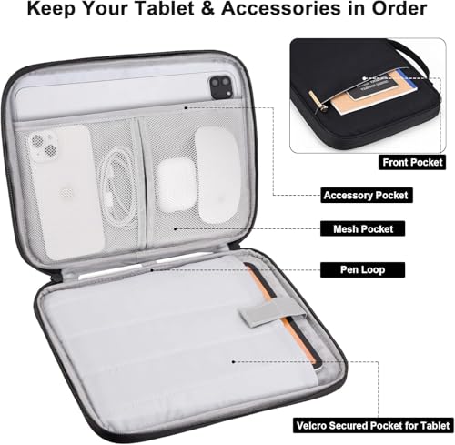 Image of Tablet Sleeve 11 Inch Waterproof Slim Tablet Pouch with Pocket & Zipper Compatible with Tablets or iPad Upto 11 Inch Shockproof, Lightweight Cover Bag Case, Black