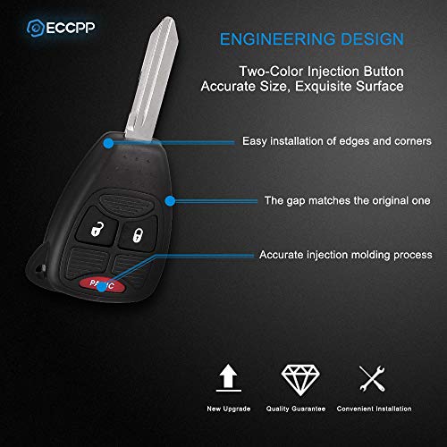 Eccpp Key Fob (Only Shell) For Dodge Grand Caravan For C Hrysler For D Odge Ram 1500 For J Eep Patriot 2X Uncut Keyless Entry Remote Control Case Oht692713Aa #TOP2