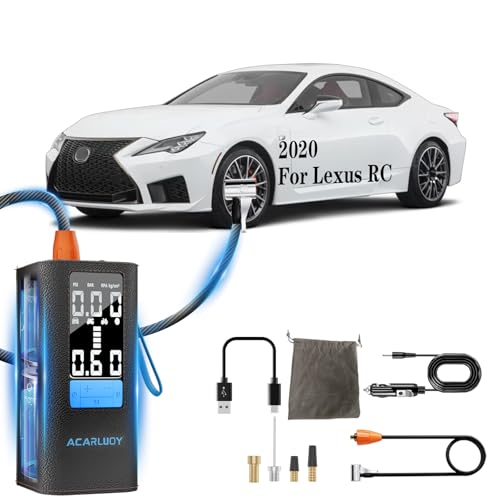 ACARLUOY Air Pump Car Tire,Automobile Tire Compressor,Cordless Air Compressor,Inflator Pump,Auto Shutoff,Fit for Lexus RC 2020,6000mAh Battery, LCD Screen, LED Light