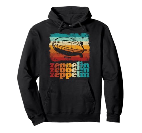 Rétro Vintage Zeppelin Sunset 70s 80s Distressed Dirigible Sweat à Capuche