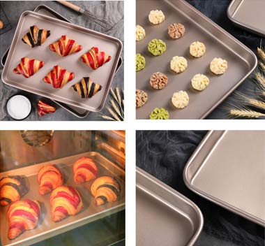 Walooza 11 Inch Baking Sheets Pan Nonstick Set Of 2, Cookie Sheet Replacement Toaster Oven Tray，Deep Size 1 Inch Bakeware, Non Toxic & Heavy Duty & Easy Clean #TOP7