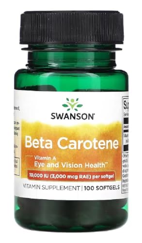 Swanson - BETA CAROTENE 10000IU 3000MCG | Beta-Caroteno - Fuerte Apoyo Antioxidante | Apoya la Salud de los Ojos y la Piel | Precursor de la Vitamina A - 100 Cápsulas
