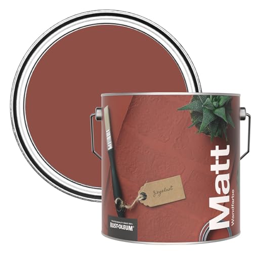 Rust-Oleum ultra strapazierfähige, extra deckende, abwaschbare, rot matte Wandfarbe - Ziegelrot 2,5 Litres