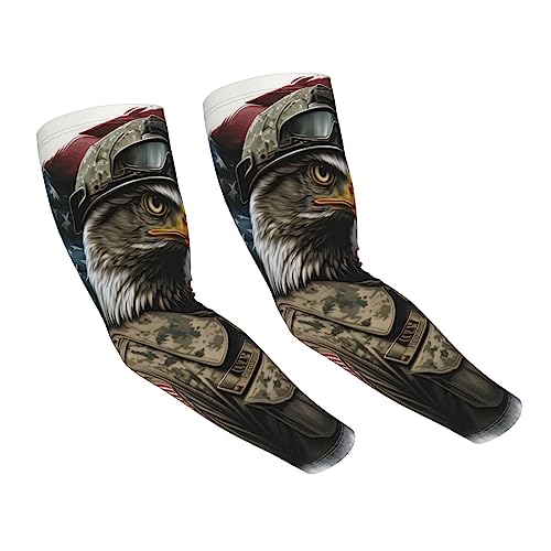 FYCFSLMY American Flag and Eagle Arm Sleeves for Men & Women, Sports Compression Cooling Sleeve for Basketball Running
