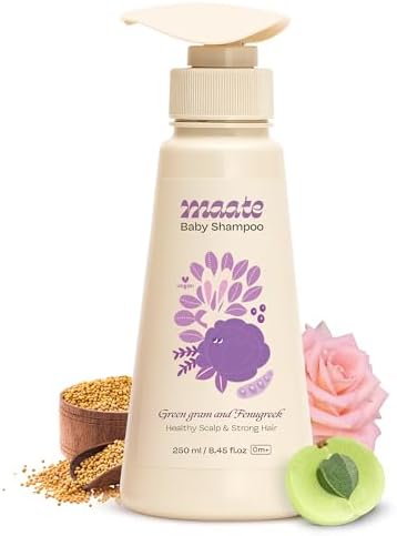 MAATE Baby Shampoo (250 ml) | Deep Cleanses, Nourishes Scalp & Hair | With Ayurvedic Herbs like Shikakai & Amla | Baby Shampoo For Kids 0-12 Years | Baby Hair Shampoo | Tear Free & Chemical Free