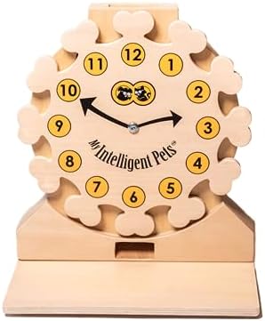 MY INTELLIGENT PETS Clock Wooden Puzzle Mental Stimulation Small Feeder Interactive Improve Behaviour Fight Boredome Challengeing Dog Trainer Dog Interactive Toy Smart Dog Toy