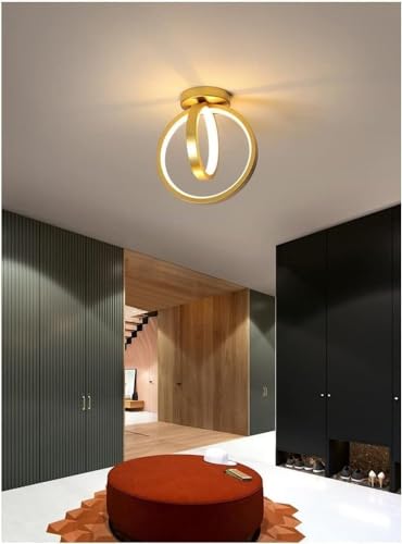 Plafonnier rond suspension luminaire intérieur noir doré dimmable