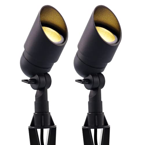 FANUPWHUA Low Voltage Landscape Lights -12V 5W LED Landscape Lighting Cast-Aluminum Waterproof Outdoor Lights for Yard Garden Spotlights with MR16 Warm White Bulbs&Spikes (2 Pack) FANUPWHUA Low Voltage Landscape Lights -12V 5W LED Landscape Lighting Cast-Aluminum Waterproof Outdoor Lights for Yard Garden Spotlights with MR16 Warm White Bulbs&Spikes (2 Pack)