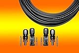 1 x 20,0 Meter Solarkabel SCHWARZ inkl. 2 Paar MC4 Stecker +/-