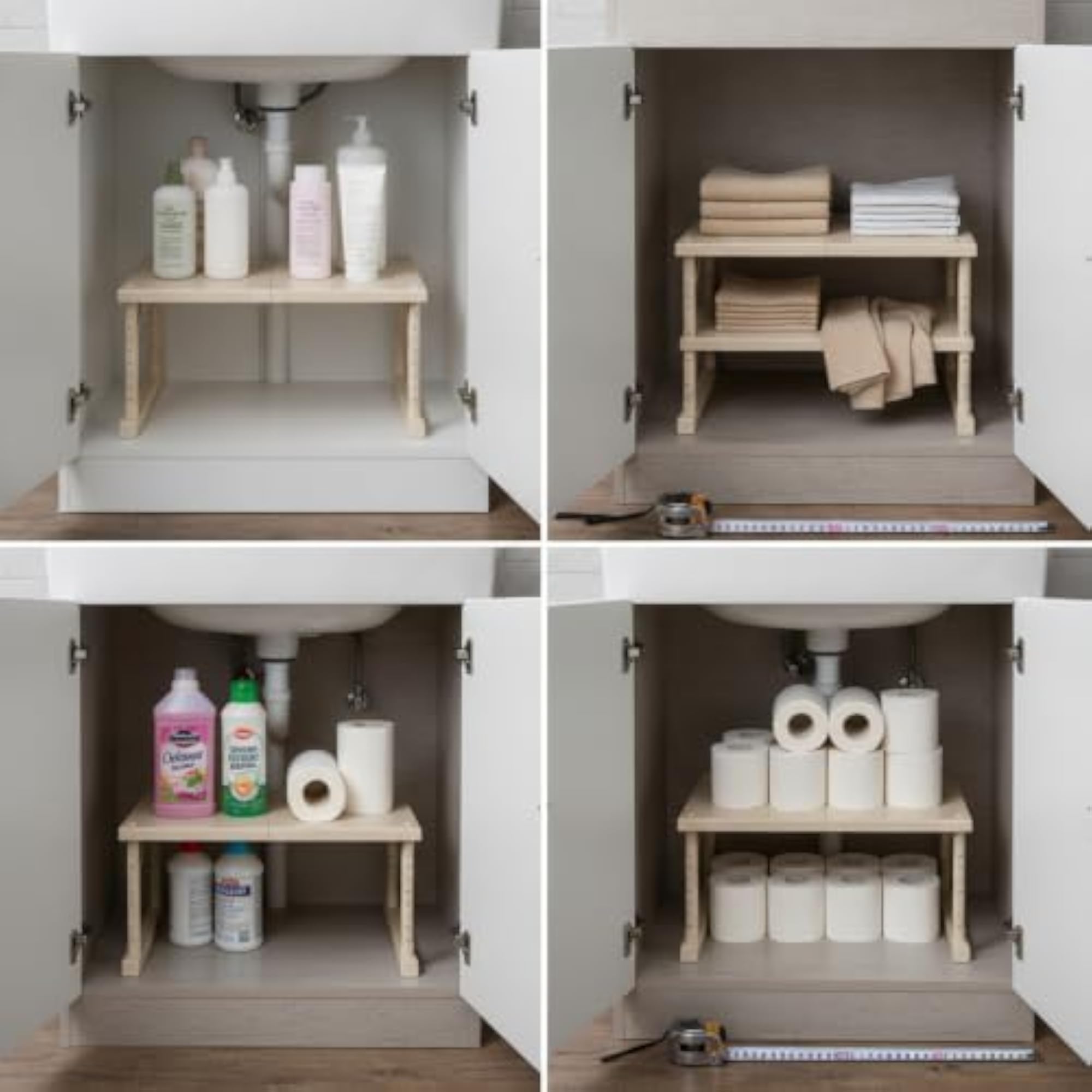 Adjustable No-Drill Cabinet Shelf Organizer for Closet & Kitchen